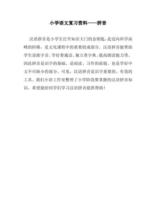 小学语文复习资料拼音
