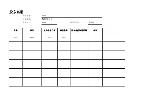 BVI股东名册翻译模板