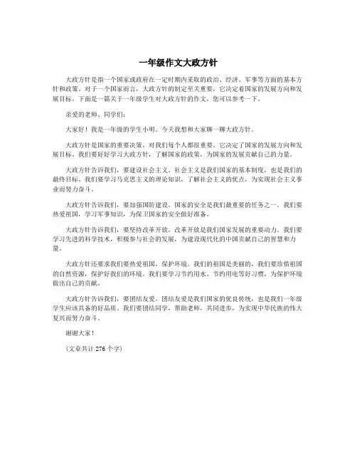 一年级作文大政方针