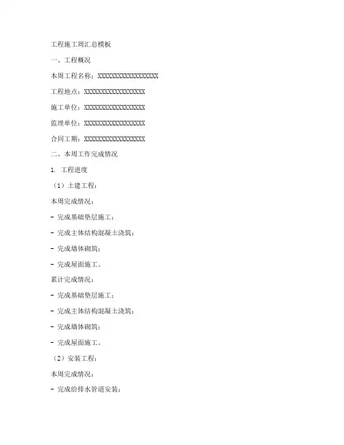 工程施工周汇总模板