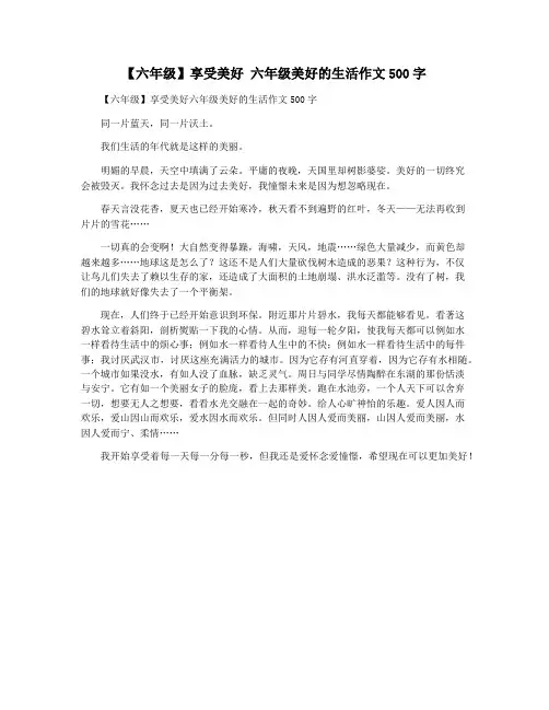 【六年级】享受美好 六年级美好的生活作文500字