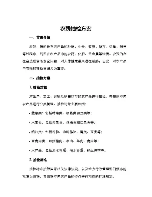 农残抽检方案