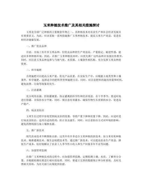 玉米种植技术推广及其相关措施探讨
