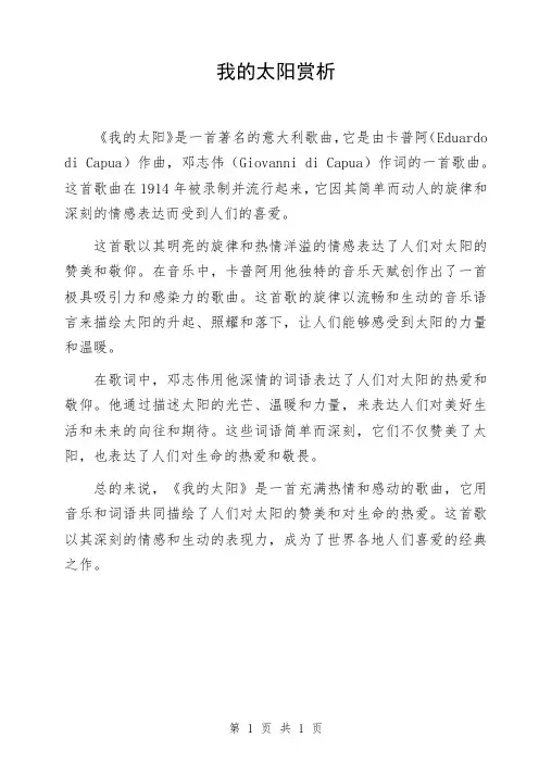 我的太阳赏析