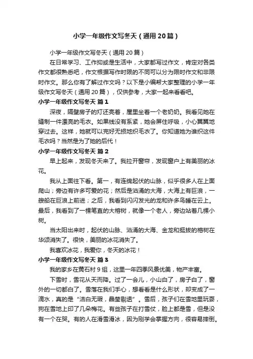 小学一年级作文写冬天（通用20篇）