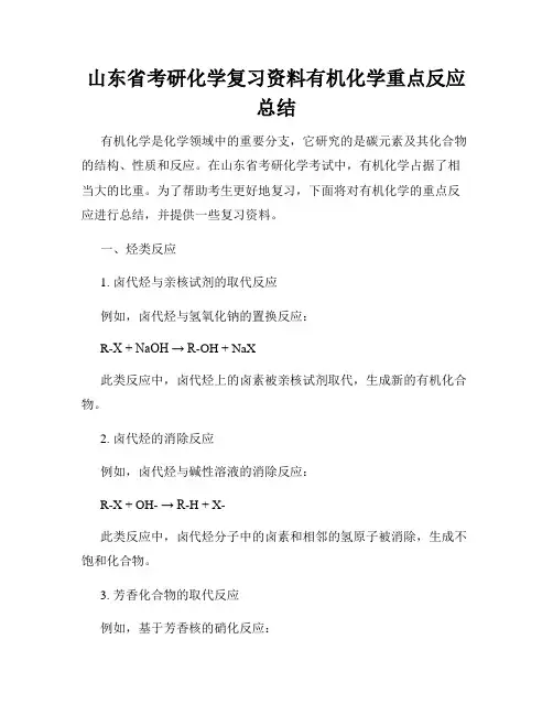 山东省考研化学复习资料有机化学重点反应总结