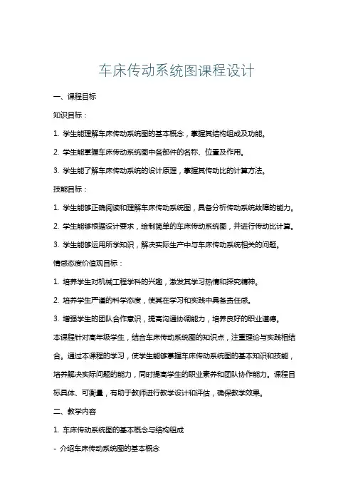 车床传动系统图课程设计