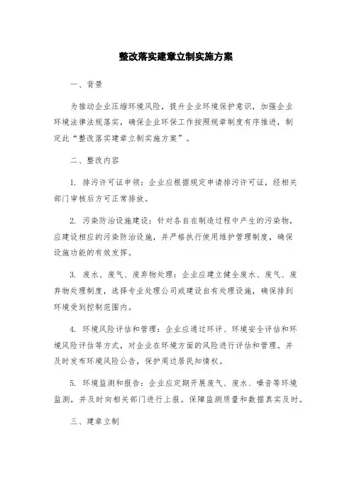 整改落实建章立制实施方案
