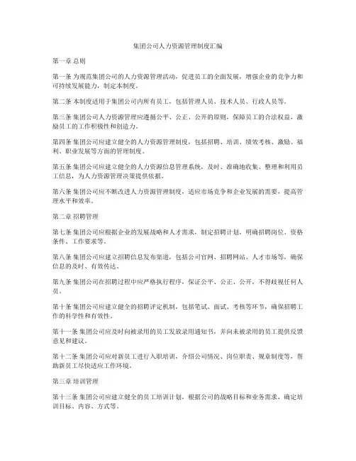 集团公司人力资源管理制度汇编