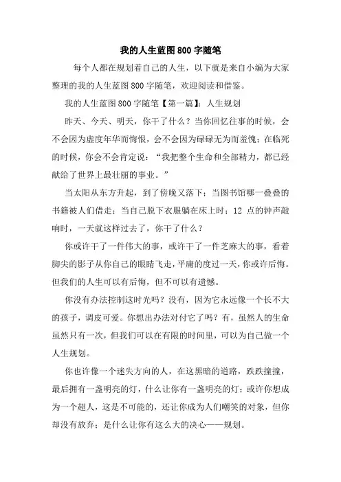 最新我的人生蓝图800字随笔
