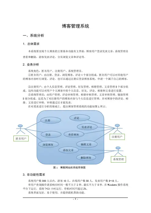 博客管理系统课程设计说明书