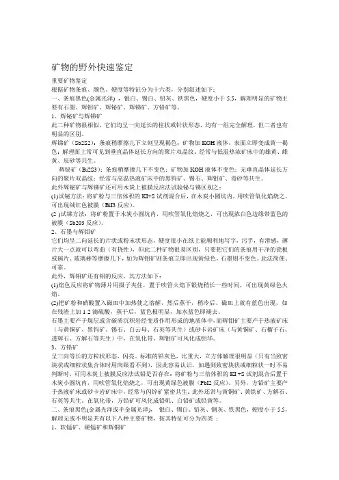 重要矿物的鉴别
