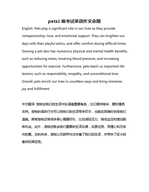 pets1级考试英语作文命题