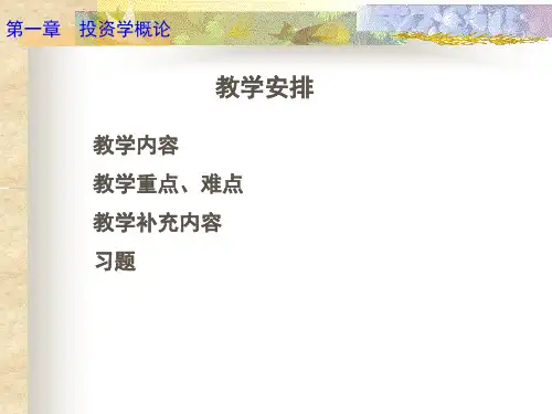 投资学第一章  投资学概论
