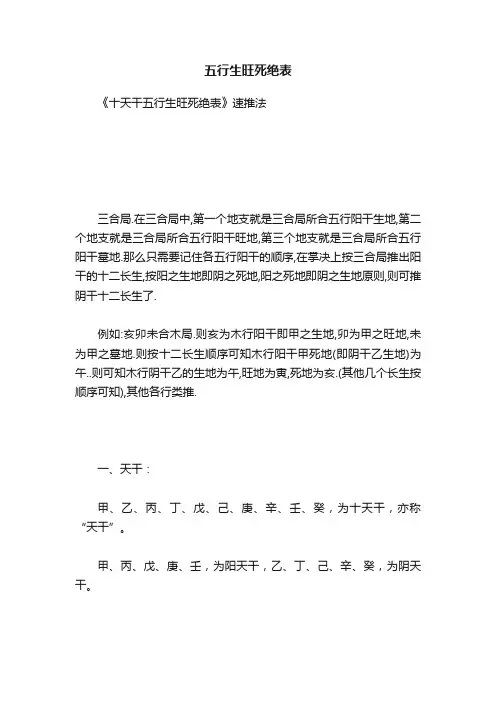 五行生旺死绝表