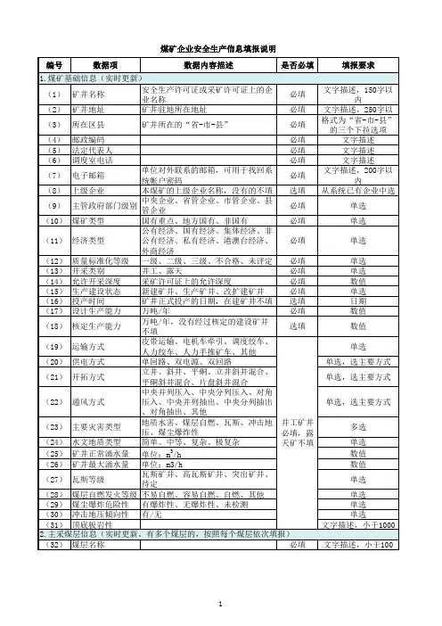煤矿企业安全生产信息填报说明
