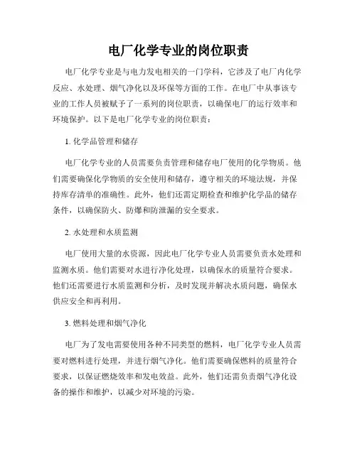 电厂化学专业的岗位职责