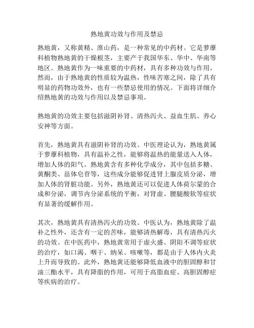 熟地黄功效与作用及禁忌