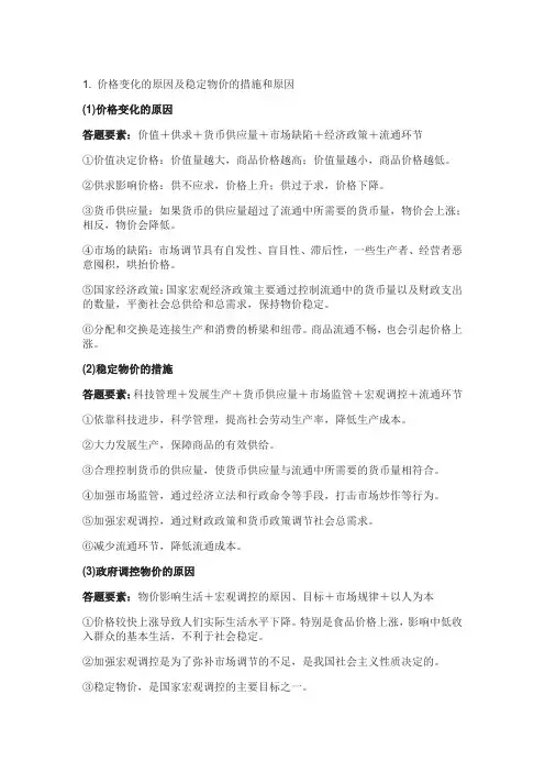 高考政治的24个主观题答题模板