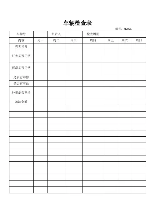 车辆检查表(含使用说明)