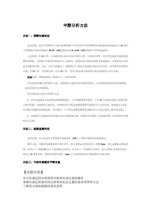 甲醇检测方法汇总