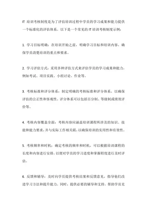 it培训考核制度