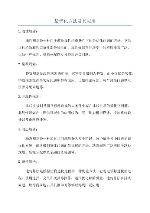 最优化方法及其应用