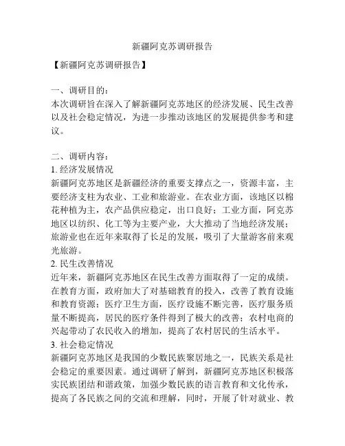 新疆阿克苏调研报告