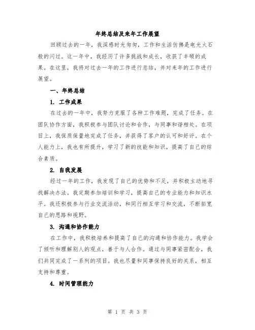年终总结及来年工作展望