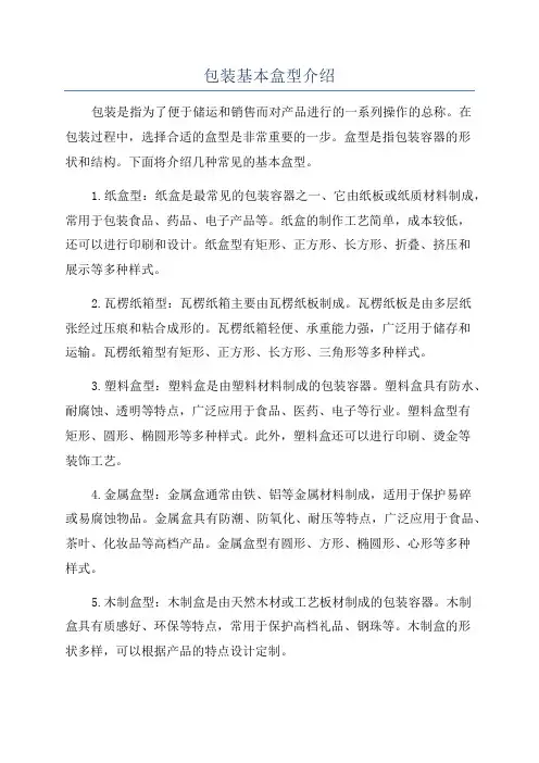 包装基本盒型介绍