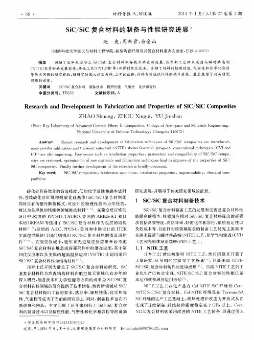 SiC／SiC复合材料的制备与性能研究进展