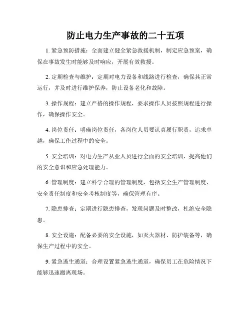 防止电力生产事故的二十五项