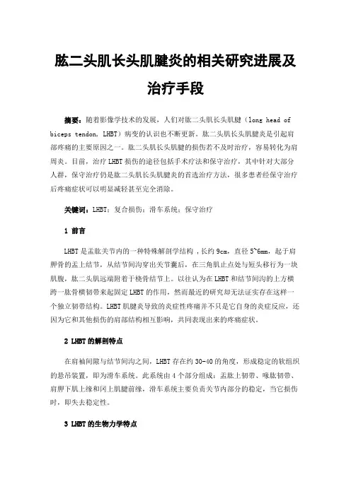 肱二头肌长头肌腱炎的相关研究进展及治疗手段