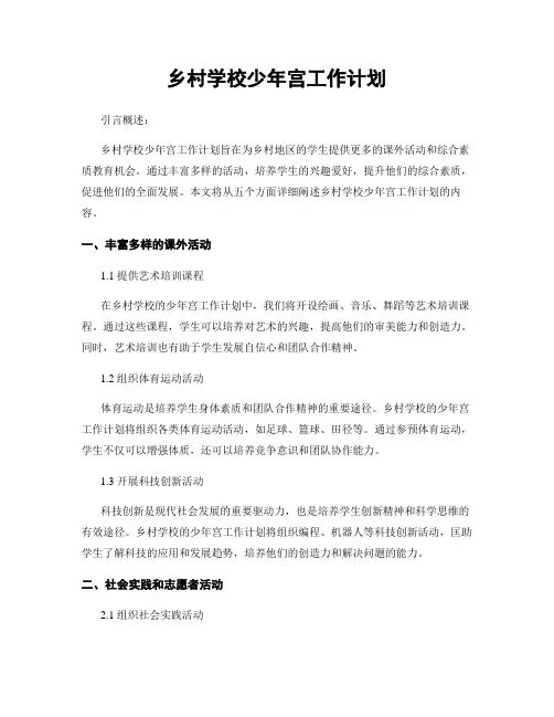 乡村学校少年宫工作计划