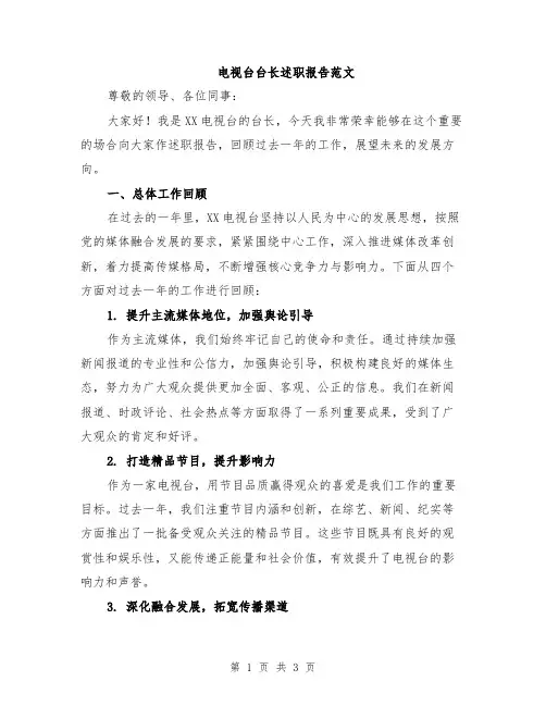 电视台台长述职报告范文