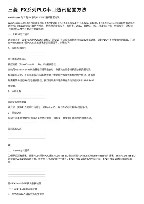三菱_FX系列PLC串口通讯配置方法