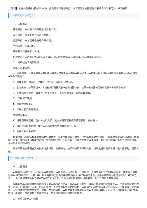开展项目策划书范文3篇