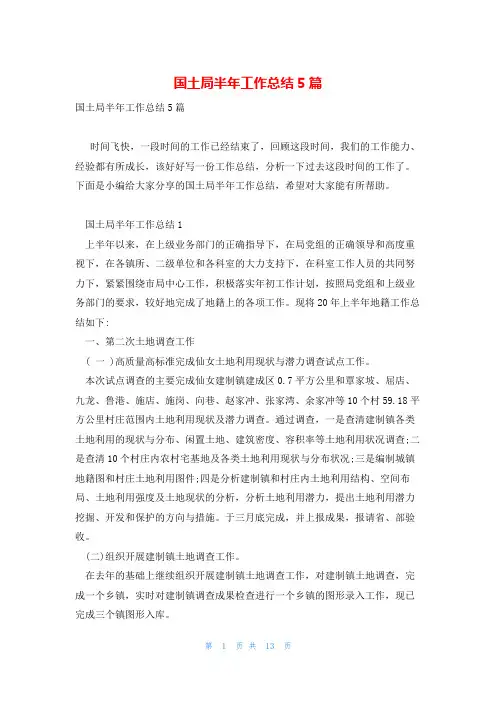 国土局半年工作总结5篇