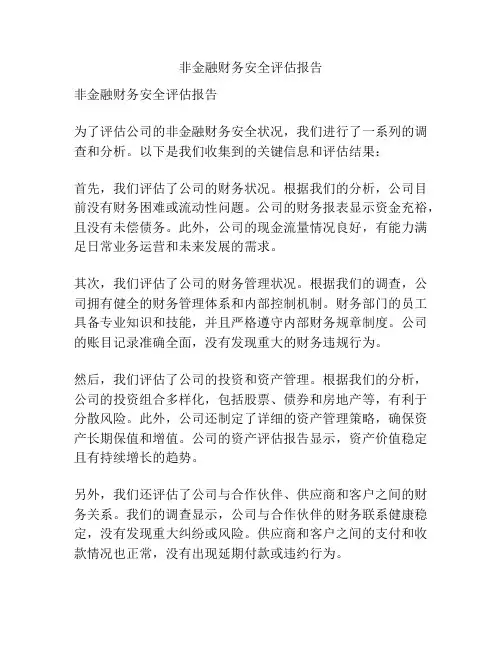 非金融财务安全评估报告