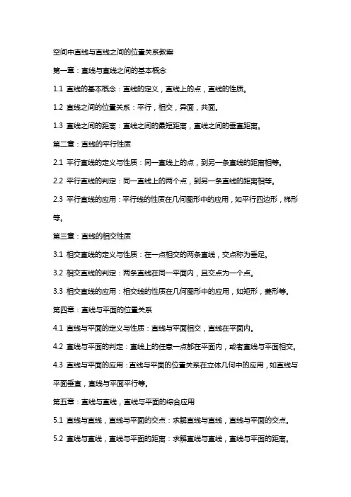 空间中直线与直线之间的位置关系教案