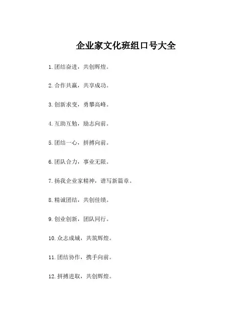 企业家文化班组口号大全
