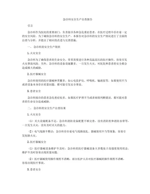 急诊科安全生产自查报告