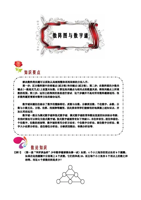 五年级计算数阵图与数字谜教师版