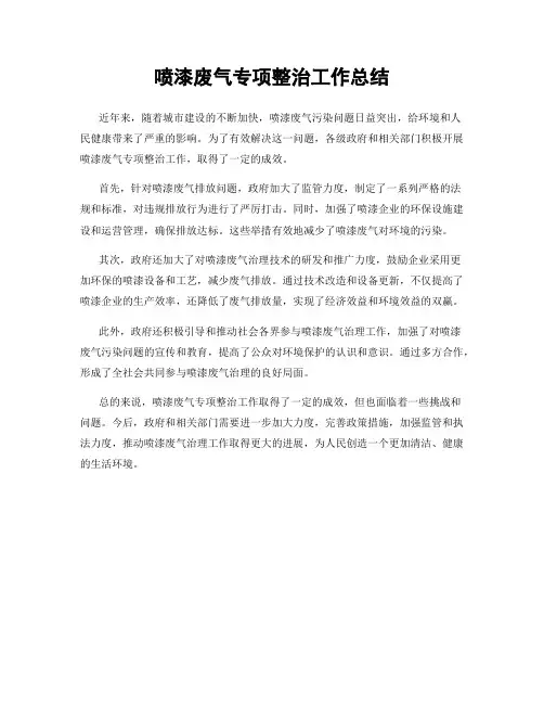 喷漆废气专项整治工作总结