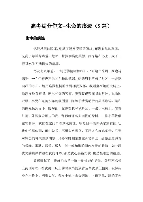 高考满分作文--生命的痕迹(5篇)