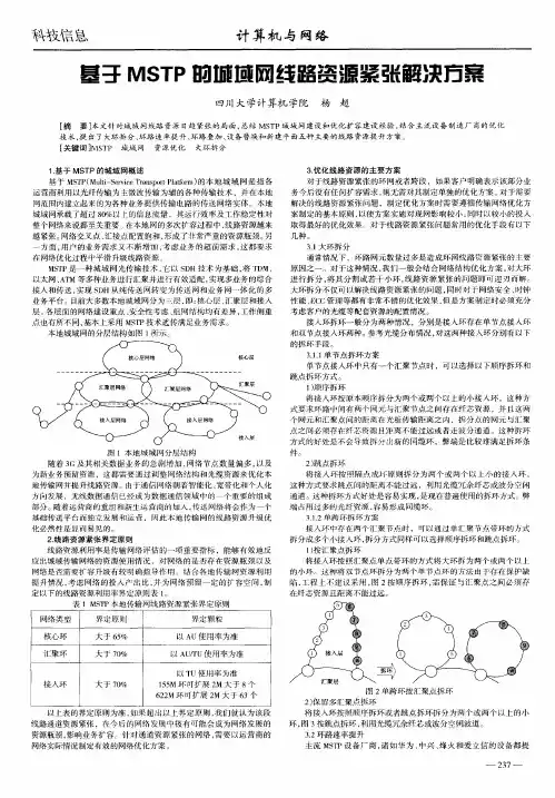 基于MSTP的城域网线路资源紧张解决方案