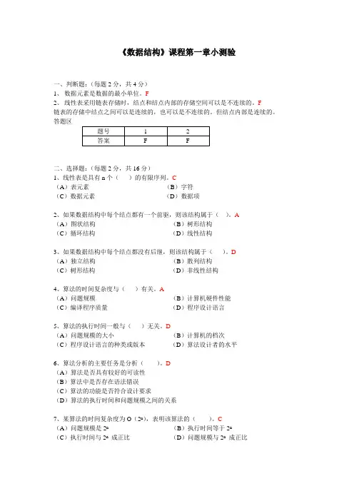 数据结构第一章自测题及答案