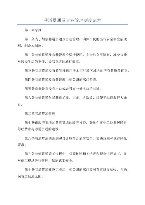 巷道贯通及盲巷管理制度范本