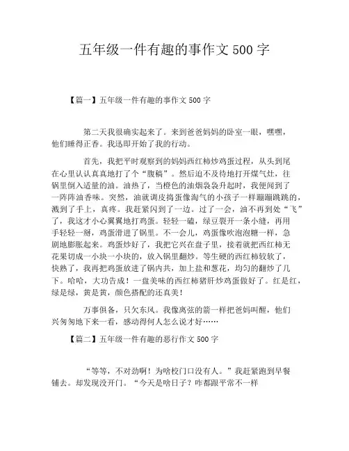 五年级一件有趣的事作文500字