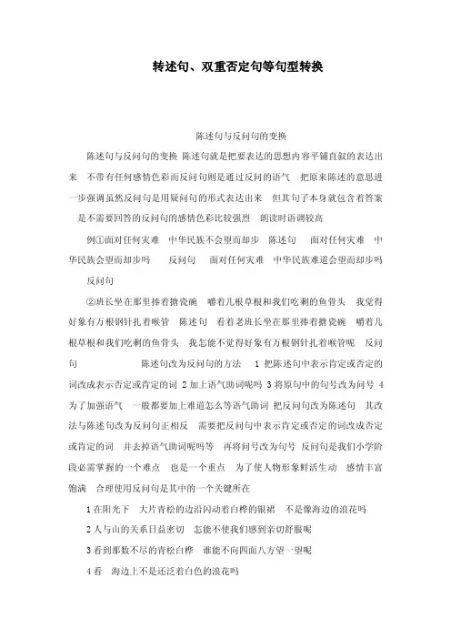 转述句、双重否定句等句型转换（可编辑）